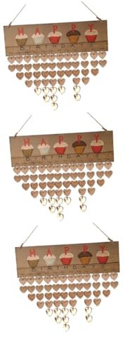 VILLCASE 3st Hängekalender Aus Holz Geburtstag Wandkalender Geburtstagstafel Zum Aufhängen Dekoration Herz- Alles Zum Geburtstag Zeichen Geburtstagskalender Zum Aufhängen Hölzern
