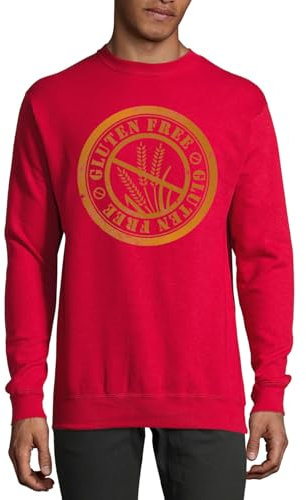 Pull en coton sans gluten avec tampon rouge, Rouge, XL