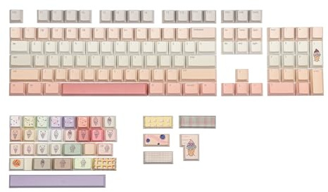 KiiBoom x Strawberryjam1986 Berry Cream Keycap Set, 137 Keys Cherry Profile Keycaps, PBT Custom Keycap for Mechanical Keyboard, Compatible with ANSI/ISO, 60%, 65%, 75%, TKL, Full-sized Layout