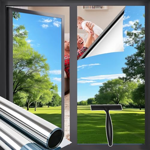 Zindoo pellicola per vetri finestre pellicola privacy finestre Protezione UV e Antiriflesso Adatto a tutti i vetri 90x400cm