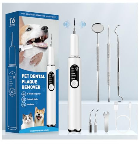 Boyuan Kit Di Pulizia Dei Denti Per Animali Domestici, Kit Pulizia Denti Ultrasuoni Con 5 Modalità, Kit Di Rimuovere La Placca Tartaro Per Denti Per Cani E Gatti
