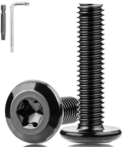 XRXYMQ Flachkopfschrauben 25 Stück M6×35 mm Schrauben Edelstahl Schwarz | Linsenkopfschrauben V2A, Maschinenschrauben Rostschutz, Möbeleinbau, Holz Montage, Bit Schraubendreher,mit Torx