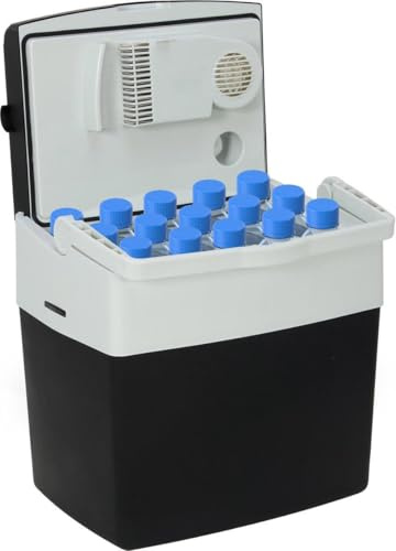 Brixy Elektrische Kühlbox zum Kühlen und Heizen, 30L Volumen, 12V und 230V Anschluss, Schwarz