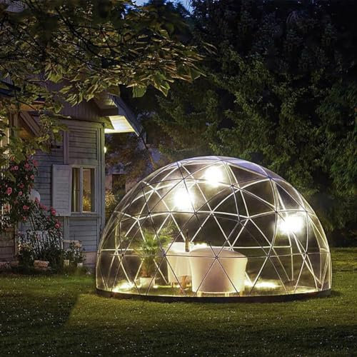 Klares transparentes geodätisches Kuppelzelt mit PVC-Abdeckung, Outdoor-Winter-Partyunterstand für Sonnenblase Garten Camping Kuppelhaus