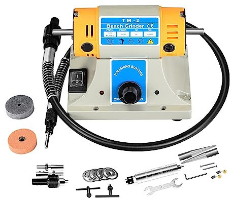 Esmeriladora de Banco, Máquina pulidora de gemas de roca for joyería, pulidora de torno de banco, pulidora eléctrica de 350W for joyería, amoladora de roca, máquina de molienda, para moler, pulir y t