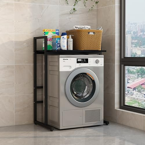 Mueble Lavadora Secadora Exterior,Estanteria Lavadora,Mueble Encima Lavadora,Armario Lavadora Y Secadora Vertical,Soporte De Altura Ajustable Para Secadora,Para Entrada(Black)
