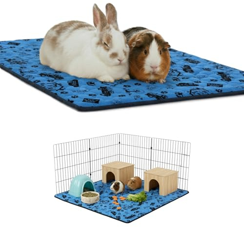 NEO SOLVO Burinsats för kaniner och marsvin – perfekta sängkläder för inomhusburar och C – absorberande, vattentät – mörkblå – 35 x 70 cm