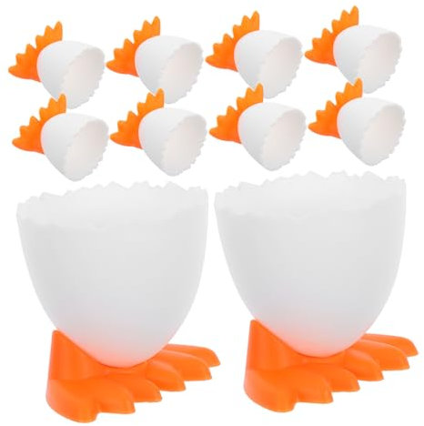 Amosfun Huevera De Plástico Forma De Pollito, 20 Piezas, Soporte Para Huevos Cocidos, Taza Para Servir Huevos Duros, Almacenamiento Seguro Para Desayuno Hogar y Restaurante