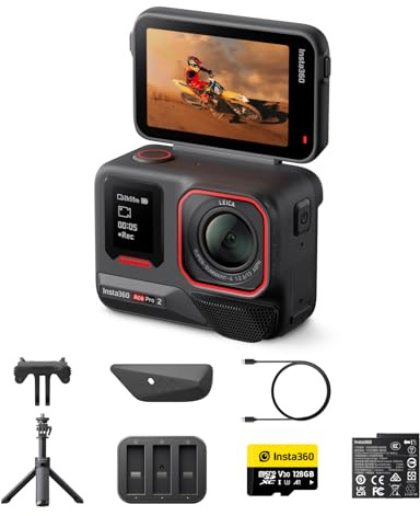 Insta360 Ace Pro 2 Pack Creatori - Action Cam Impermeabile in 8K co-ingegnerizzata con Leica, sensore 1/1.3, doppio chip IA, superba in bassa luce, audio superiore.
