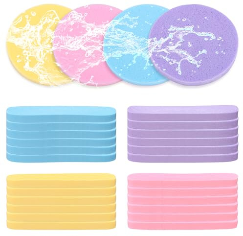 Lot de 48 éponges nettoyantes compressées en PVA, ultra douces, haute élasticité, antibactériennes, pour un usage quotidien et en voyage