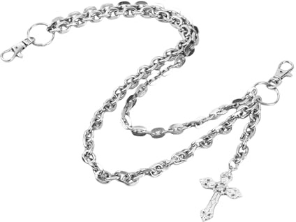 Punk Layered Wallet Chain for Men Women, Cross Pant Chains, Hip Hop Pocket Chains,Men's/Women Gifts