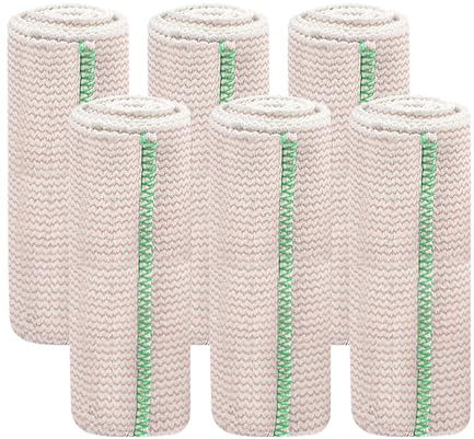 eupdd 6 Piezas Bendaggio a Compressione: 15cm x 4.5m Bende di Compressione, Benda Elastica di Alta Qualità, Autoadesivo, Riutilizzabile per Sport, Ginocchio, Caviglia, Gamba