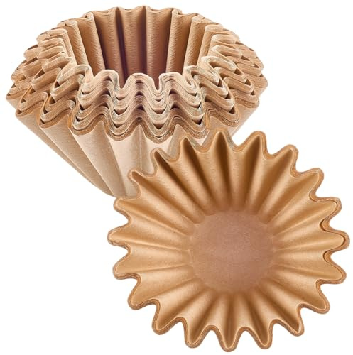 CREATCABIN 100 Pack Cup Basket Coffee Filters Flat Bottom Paper Filters Replacement for Drip Coffee Makers Unbleached Strainers Paper Brew Basket for A Good Brew Home Office Use 5.3 x 2.7 Inch