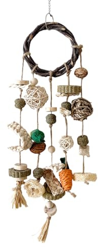 Small Animal Rabbit Chewing - Sticks de foin Timothy naturel | Pommier en bois de pomme Guinée Pig Bunny Toys | Rabbitt Cage suspendu le maïs mâcher pour chinchilla, petits animaux de compagnie
