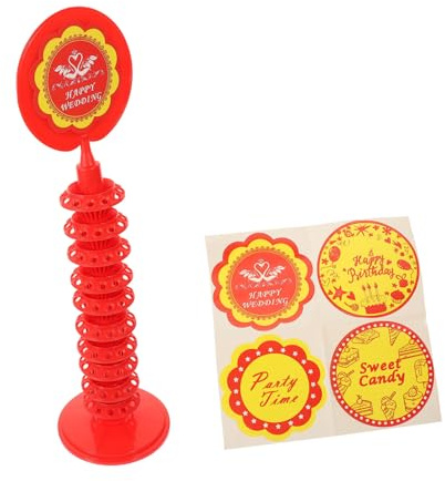 UKCOCO Présentoir à Sucettes Rouge Support pour Mariage Fête Anniversaire Organisateur Pratique pour Bonbons et Gâteaux