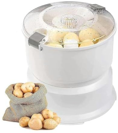 Electric Potato Peeler Machine,Electric Slicers,Potato Rumbler Peeler Machine, Vegetable Peeler with Container, Rotary Safety Lock,1kg Capacity