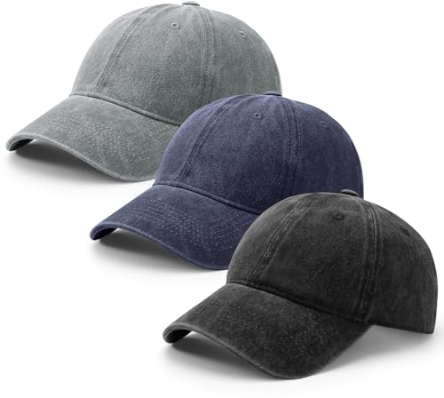 Vyuwast 3 Pack Distressed Washed Vintage Baseball Cap for Men Women