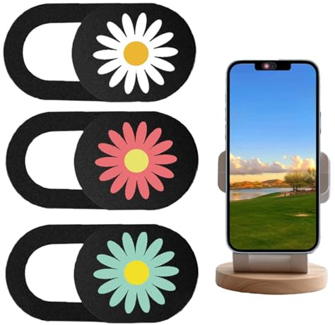 VAEIORP 3 Pezzi Copri Webcam, Copertura Fotocamera per Laptop e Smartphone, Protezione della Privacy Online, per Computer, Tablet e PC Portatili (0.7mm) (Design Margherita/Fiore)