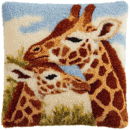 Taxpy Knüpfkissen-Set Giraffe Teppich-Set Für Anfänger,Knüpfset Für Anfänger Erwachsene Oder Kinder 43 X 43 Cm