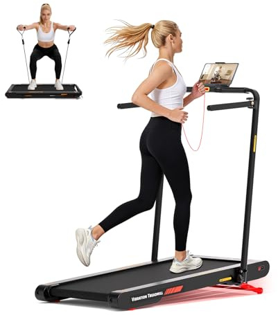 Lysole Tapis de Course Vibrant,Tapis de Marche Pliable, Motorise Walking Pad Electrique Silencieux Tapis Roulant 12 km/h Treadmill,Télécommande et APP pour Maison et Bureau(Bordeaux Nori)