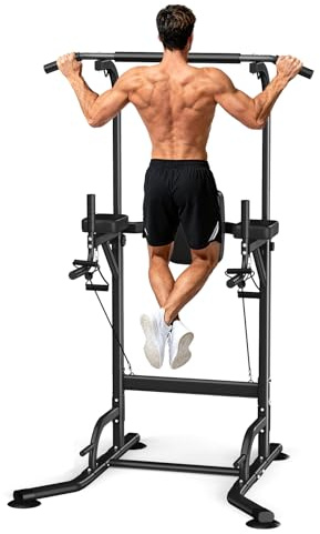Dskeuzeew Power Tower Multifunktions-Dip-Station für Heim-Fitnessstudio, freistehende Klimmzugstange, Kraftstation, max. 205 kg