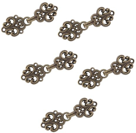 WANDIC Cardigan Clips, 5 par vintage ihåliga blommor cape fästanordningar sy på krokar och ögon cardigan klämma kappa spänne fästen för tröja sjal, antik