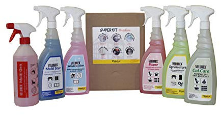 Chimiver super kit di detergenza per la casa. Detergente igienizzante superfici+Detergente multiuso+Detergente vetri+Detergente bagno+Anticalcare+Sgrassatore. SUPER KIT HOME CARE | 6 flaconi da 750ml
