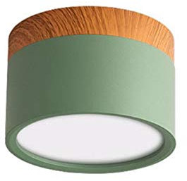 LAI HO Downlight LED, Nordic Wood Moderno Led Montaje En Superficie Montaje De Luz De Techo, Aluminio Foco Blanco Frío para Comedor Cocina Pasillo,Verde,15W