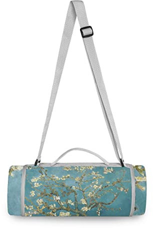 BEUSS Flor De Ciruelo Flor Árbol Manta de Picnic Alfombra Portátil Fácil de Limpiar Creativas Redondas para Acampar al Aire Libre Playa Yoga Playa Camping(148cm x 148cm)
