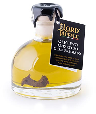 Lord Truffle | Aceite de Oliva Virgen Extra Italiano con Preciosa Trufa Negra 100ml, Aceite De Trufa De Lujo Con Trufa Negra, Sazonador para Todos los Platos, 100% Calidad Italiana