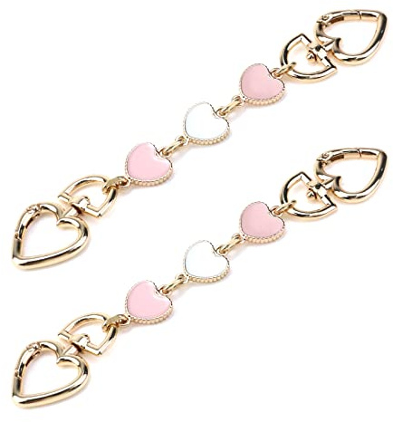 Mewutal 2PCS Heart Shape Extended Bag Strap Shoulder Bag Extension Chain Bag Strap Extender Replacement for Handbag Bag Basket Luggage (Pink White)