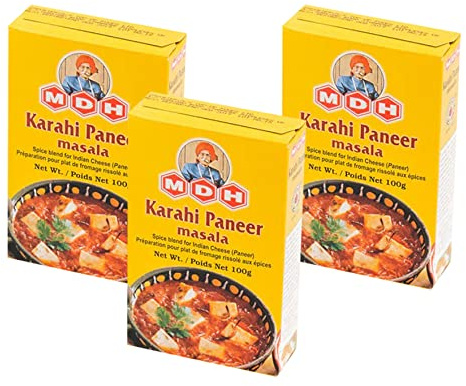 MDH Karahi Paneer Masala 100g (Pack of 3)- An Important Ingredient In Karahi Paneer - Aromatic & Flavourful Blend Of Spices - Spices Mix Curry Masala Recipe Mixes Casserole Seasoning Herbs