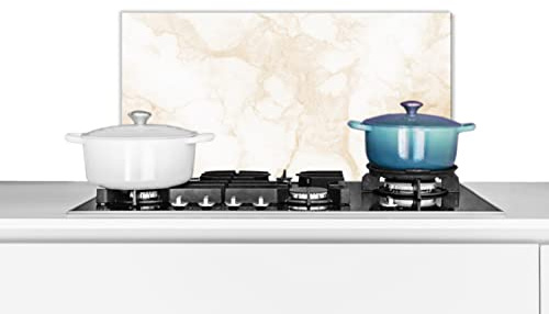 Credence Marbre - Blanc - Or - Luxe Fond de hotte 60x30 cm Credence aluminium Plaque inox de cuisine