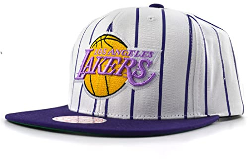 Mitchell & Ness NBA Retro Pinstripe Snapback-keps LA Lakers HWC logo vit/lila, Vit, En Storlek