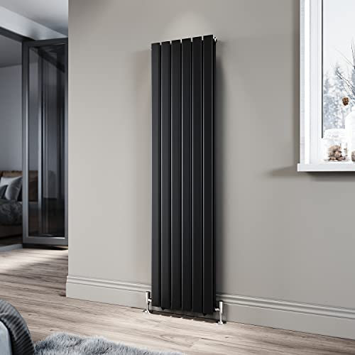 ELEGANT 1600 x 408 mm Black Vertical Radiator Tall Upright Double Flat Panel Radiator Modern Column Designer Central Heating Rad