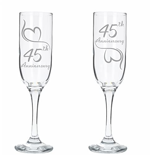 Always Looking Good 45th Wedding Anniversary Set of 2 Sapphire Engraved Champagne Flute Glasses