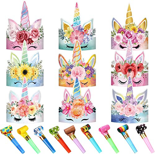 Sonwaha 18 Pezzi Cappellini Festa Unicorno - Decorazione Compleanno per Bambini e Adulti
