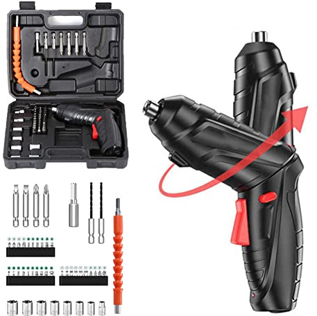 DAZZLEEX, 47 Uds., destornillador eléctrico, luz de trabajo LED inalámbrica, taladros eléctricos, Kit de accesorios inalámbricos, juego de herramientas de reparación portátil con caja