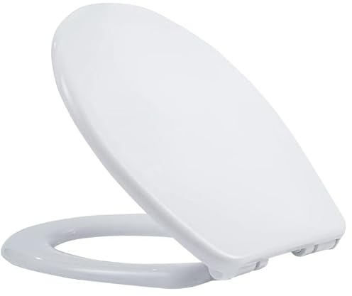 Soft Close Toilet Seat Cover Loo Seat Quick Release to Easy Cleaning Durable Plastic Material Easy Installation with Dual Fixing & Adjustable Hinges Standard Size WC White