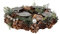 Corona de Adviento de Navidad de varios materiales redonda con decoración plateada/verde/marrón para velas, diámetro 34 cm