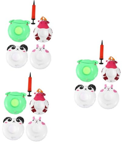 Toyvian 3ensembles Set De Porte-gobelet Gonflable PVC Cartoon pour Piscine avec Pompe pour Aquatiques Jeux