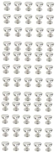 NUOBESTY 60pezzi Rivetti Forma Di Cuore Metallo Per Accessori Decorativi Per Borse Con Base Vite Argento Rivetti Per Borchie Per Pelletteria Adatti Per Borse e Articoli