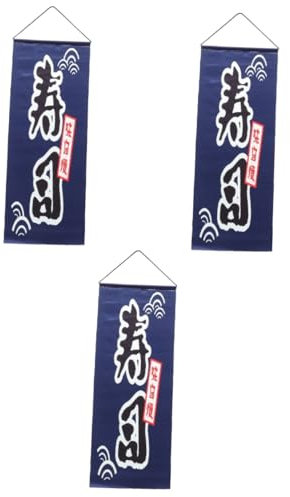 Toddmomy 3pièces Bannière Suspendue Japonaise Décorative Pour Restaurant Sushi Ornement De Cuisine Style Traditionnel Décoration Murale Élégante Pour Ambiance Festive Et Accueil