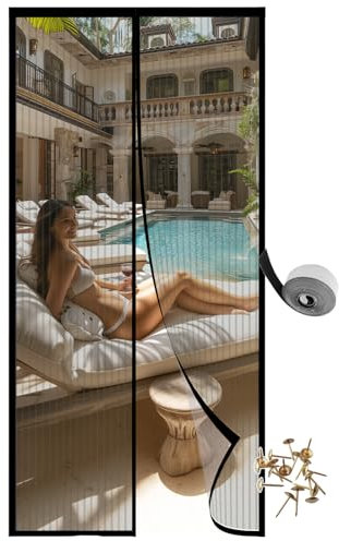 Fliegengitter Balkontür Magnet Insektenschutz Tür Ohne Bohren，Fliegenschutz Türvorhang, Selbstmagnetischer Verschluss -Mückenschutz Fliegengittertüren für Terrassentür Schiebetür（120 x 240 cm）