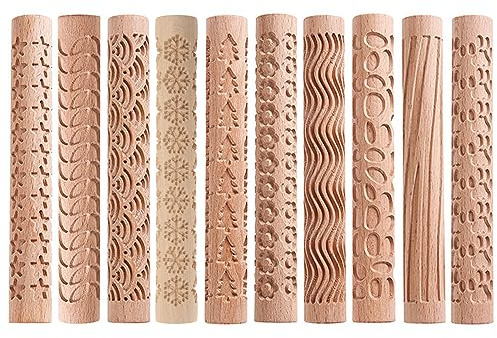 Exquisites Weihnachtsthema Muster 3D geprägtes Nudelholz Kuchen Teig Keks Beste Geschenkwahl Bequeme Girp Roller Holzroller zum Backen