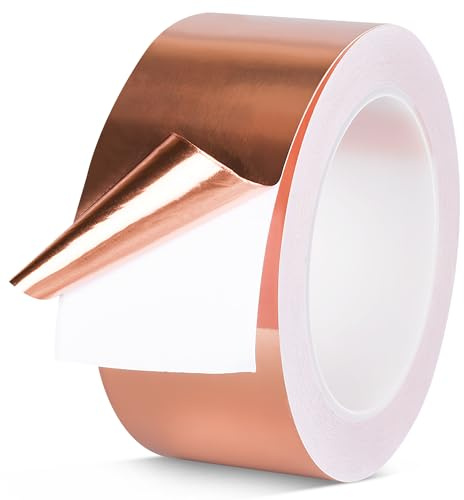 Kupferband Gegen Schnecken 50mm x 25m Kupferband Selbstklebend Abschirmband | Kapton Tape Leitende Kupferfolienband Schneckenabwehr Für EMI Schneckenzaun Schneckenschutz Hochbeet Pflanzen