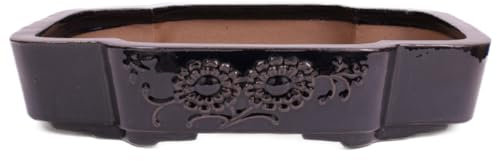 generisch Bonsai - Schale eckig 53.5 x 44 x 11 cm, dunkelblau mit Relief frostfest 40448