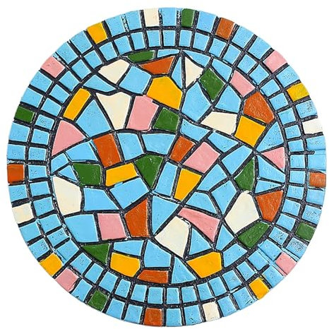 FQCXCKJ Trittsteine für den Garten, Mosaik-Trittsteine, 30,5 cm / 33 cm / 38,1 cm, runde Mosaikfliesen für Trittsteine im Garten (blau, 34 cm (33 cm))