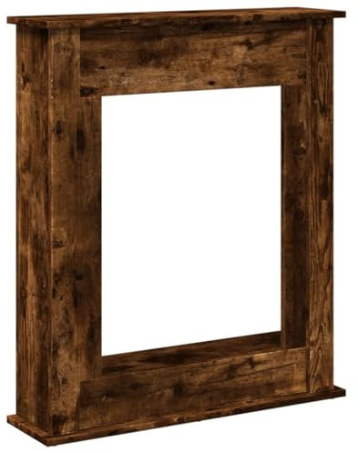 vidaXL Fireplace Surround - Smoked Oak Engineered Wood - Functional Mantel Shelf - 75 x 20 x 87.5 cm - LED Flame Compatible