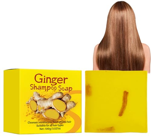 Eazerom 02 Sapone per Shampoo allo Zenzero,100g Sapone Per Shampoo,Shampoo per Capelli allo Zenzero, Shampoo solido per la Ricrescita dei Capelli allo Zenzero, Favorisce la Crescita dei Capelli